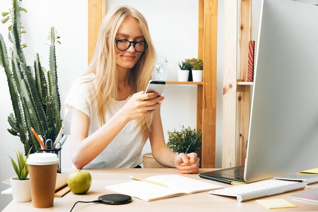 Premium Photo Freelance Girl Working At Home Work Online Home Office Stay Home During Coronavirus Epidemic