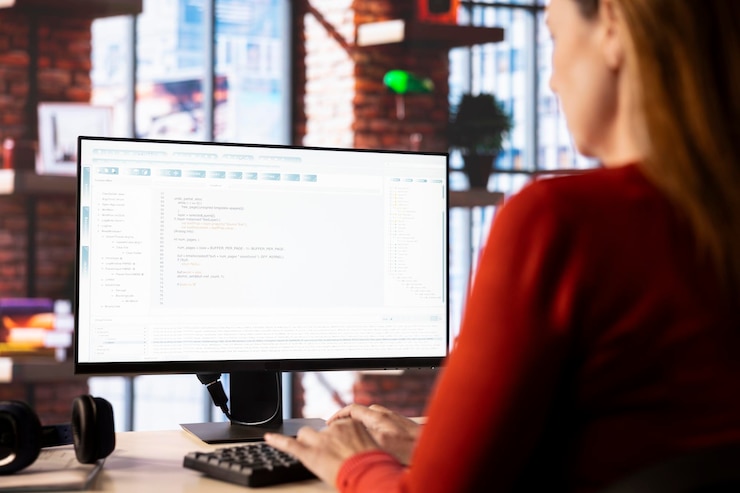 Free Photo freelancer uses virtual assistant via artificial intelligence for solutions