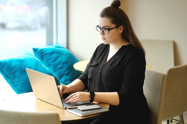 Freelancer working on laptop