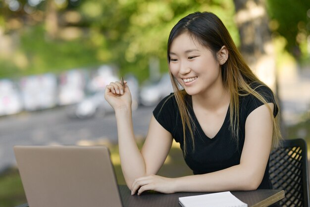 Freelancer working outdoors