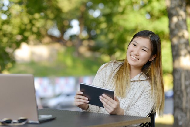 Freelancer working outdoors