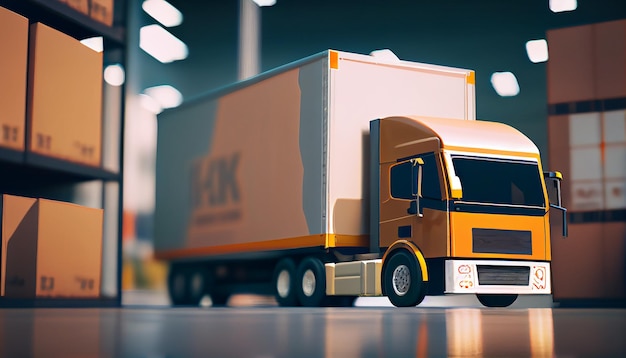 Freight transportation delivering cargo containers via trucking service generative AI