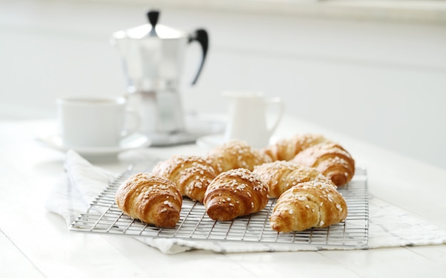 Free photo french croissants for breakfast