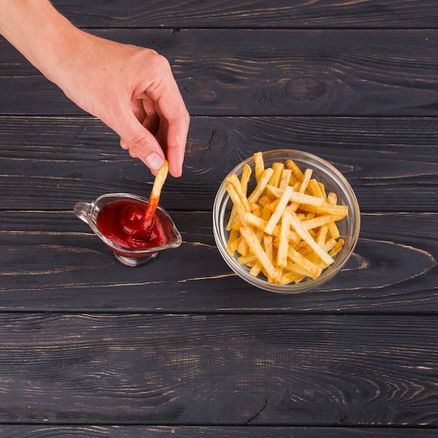 French fries and ketchup sauce