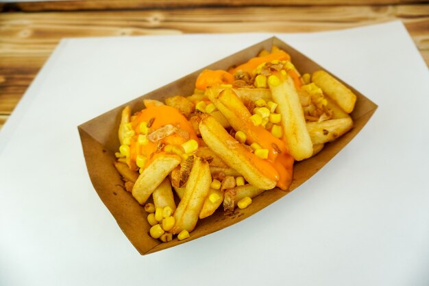 French fries on a restaurant table