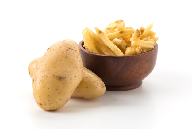 french fries on wood plate