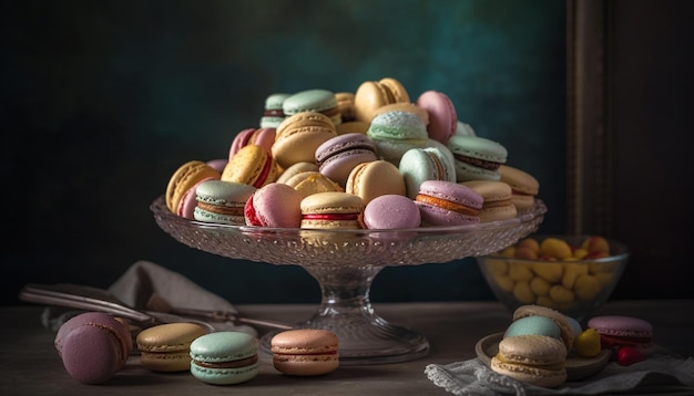 Free photo french macaroons in a ful sweet heap generated by ai