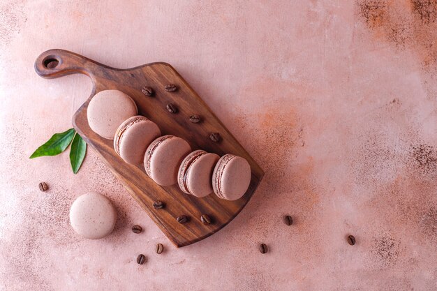 French macaroons with coffee beans.