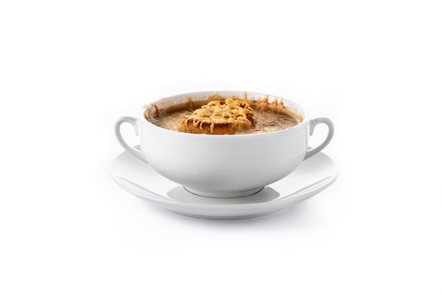 French onion soup isolated on white background