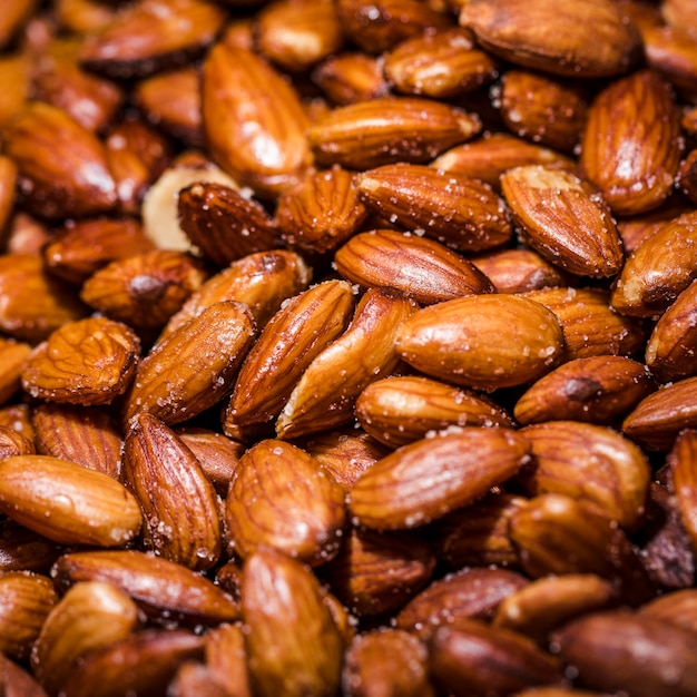 Fresh almonds for sale on market 