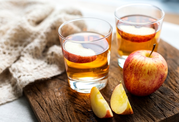 Fresh apple juice close up shot