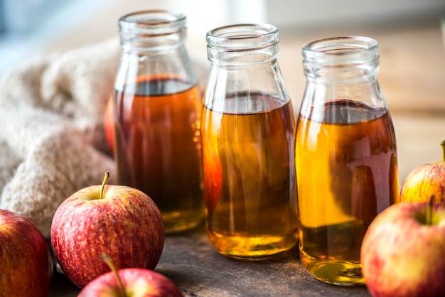 Fresh apple juice close up shot