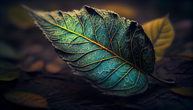 Fresh autumn leaves reveal vibrant organic pattern generated by AI