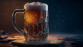 Free photo fresh beer drop on table in close up view generative ai