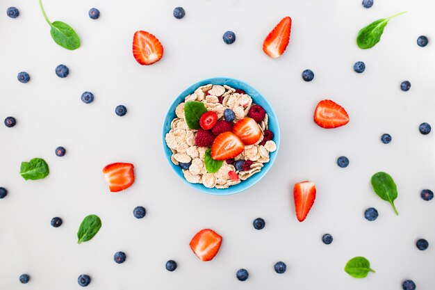 fresh berries, yogurt and homemade granola for breakfast