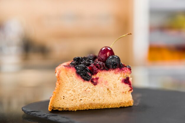 Fresh berry pastry on shale board