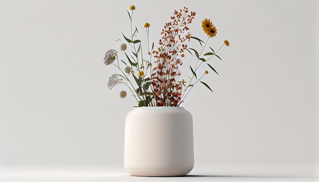 A fresh bouquet in a beautiful pottery vase generative AI