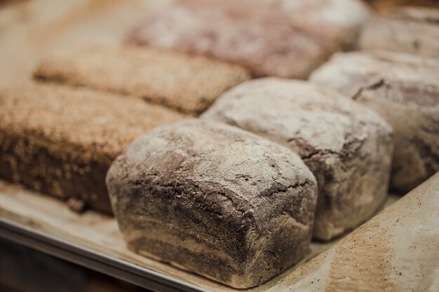 Fresh bread on the counter in the store