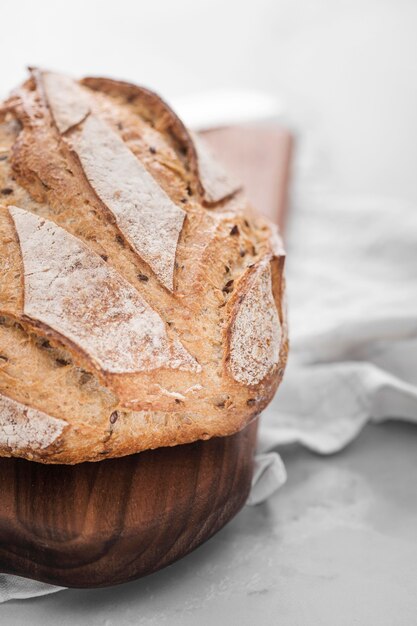 Fresh bread on cutting board