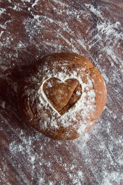 Fresh bun on the table top view