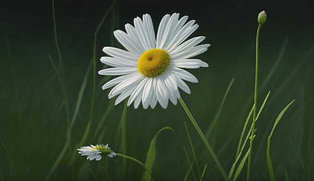 Fresh chamomile flower in green meadow outdoors generative AI