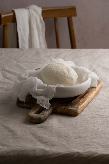 Fresh cheese on table  arrangement