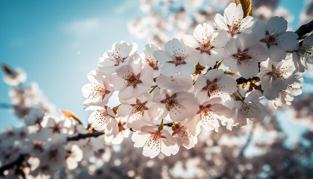 Fresh cherry blossom branch beauty in nature generated by AI