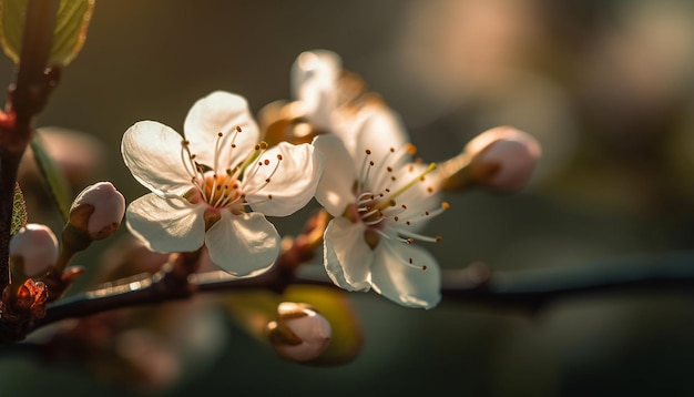 無料写真 aiが生成した自然の中にある瑞々しい桜の繊細な美しさ