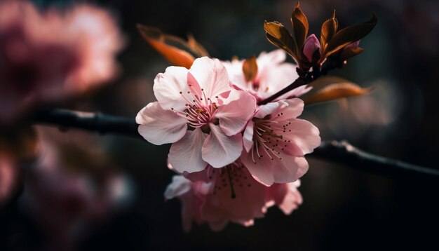 AI によって生成された鮮やかな花束の中の新鮮な桜