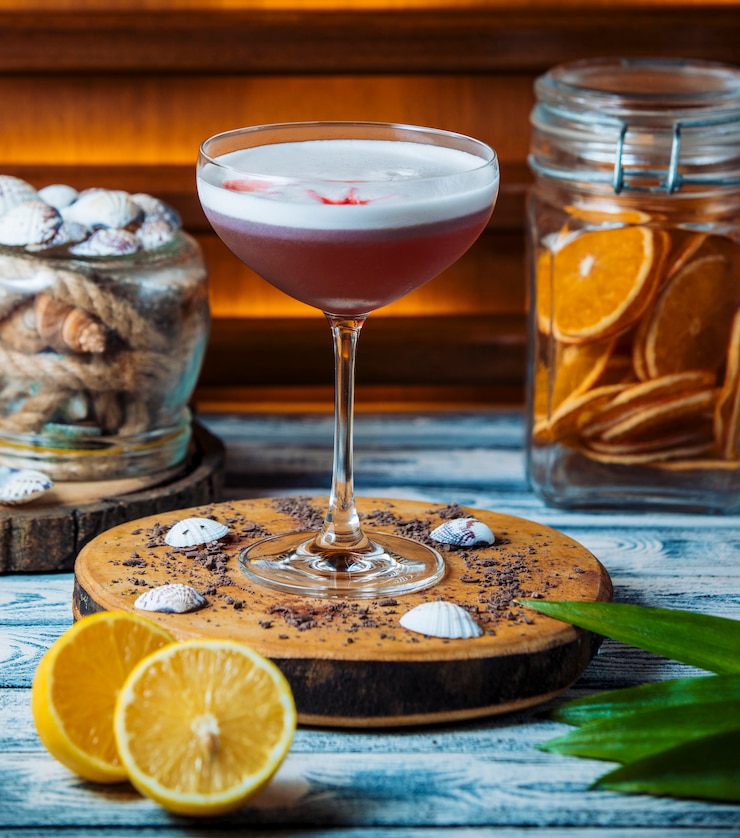 Free Photo fresh cocktail on wooden board