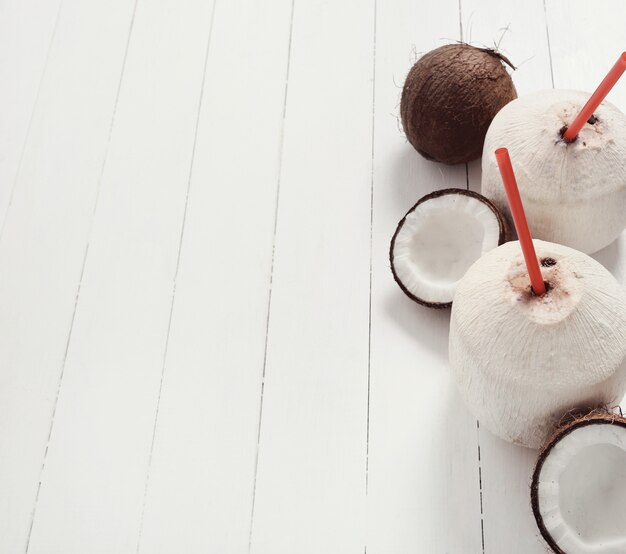 Fresh coconuts and coconut cocktails