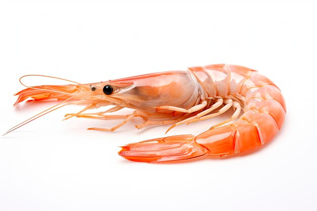 Fresh cooked shrimp isolated on white background