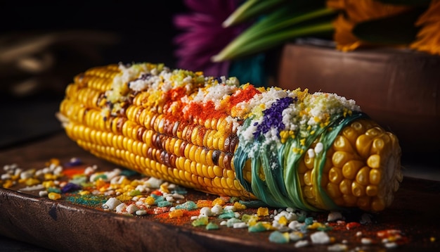 Free photo fresh corn on the cob nature candy generated by ai