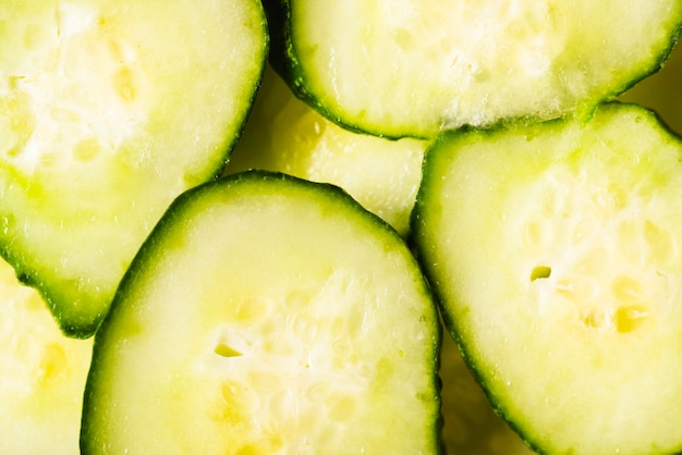 Fresh cucumber slices close-up