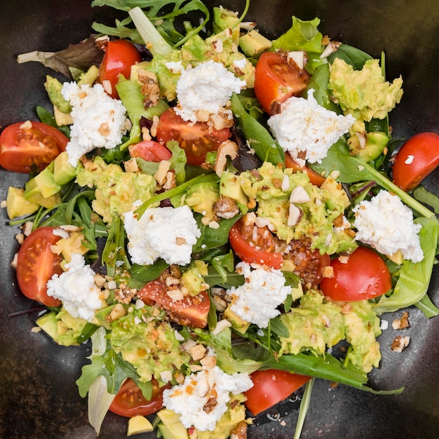 Free photo fresh delicious salad extreme close up