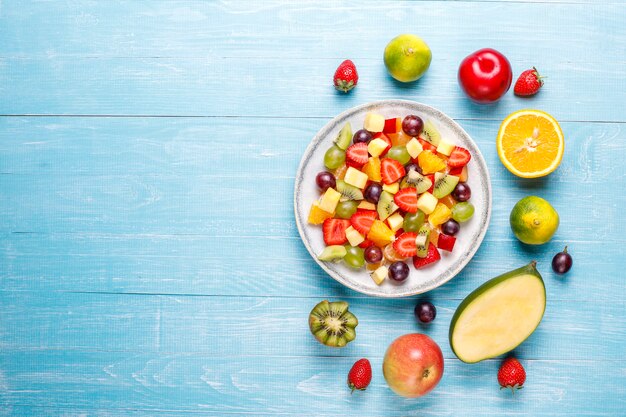 Fresh fruit and berry salad,healthy eating.