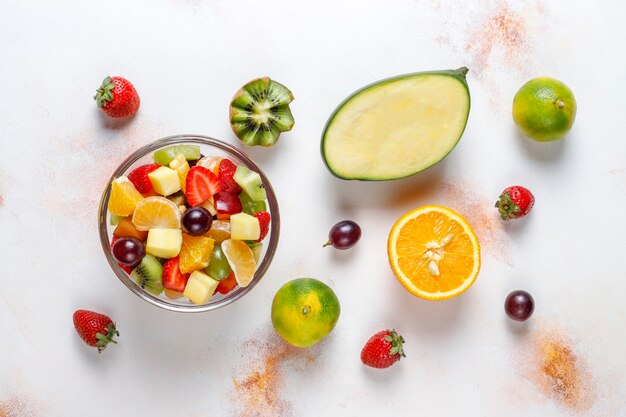 Fresh fruit and berry salad,healthy eating.