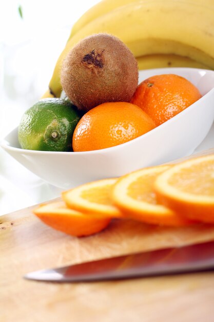 Fresh fruits on the kitchen table