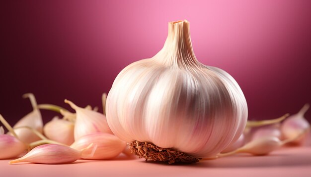 Fresh garlic clove healthy seasoning for gourmet vegetarian meals generated by artificial intelligence