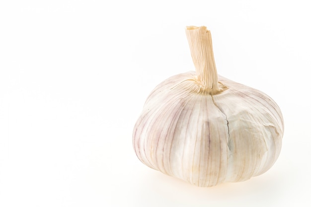 Fresh garlic on white background