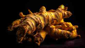 Free photo fresh ginger root a healthy cooking ingredient generated by ai