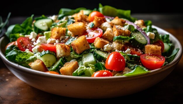 Fresh gourmet salad with healthy organic vegetables generated by AI