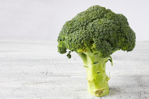 Fresh green broccoli on white background