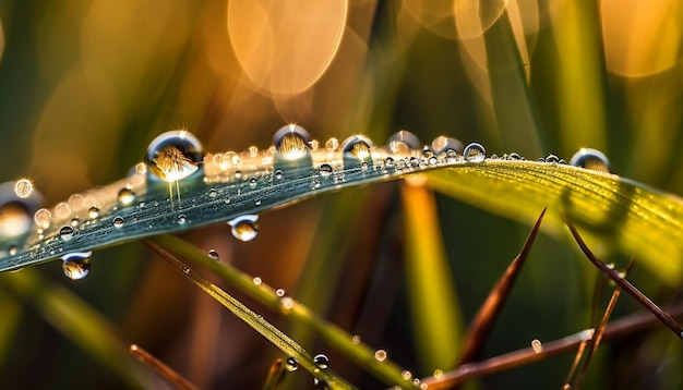 Foto gratuita foglia verde fresca con goccia di rugiada generata dall'intelligenza artificiale