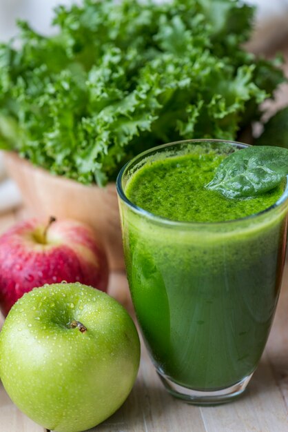 Fresh green smoothie macro shot