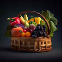 Free photo fresh and healthy fruits in straw basket generative ai