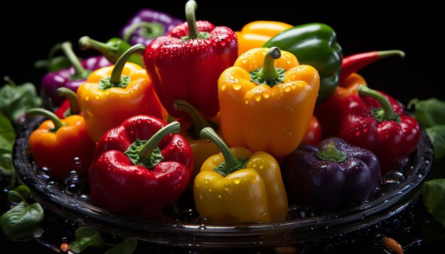 Foto gratuita verdure fresche e sane, biologiche, un'insalata gourmet colorata e vivace generata dall'intelligenza artificiale.