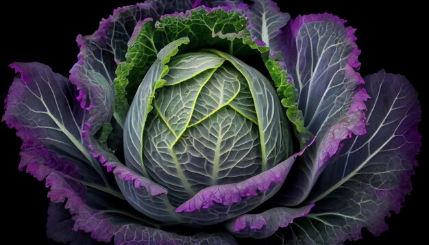Fresh healthy salad of purple and green cabbage generated by AI
