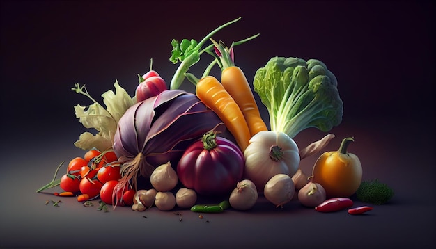 신선하고 건강한 야채 자연 식품 생성 AI