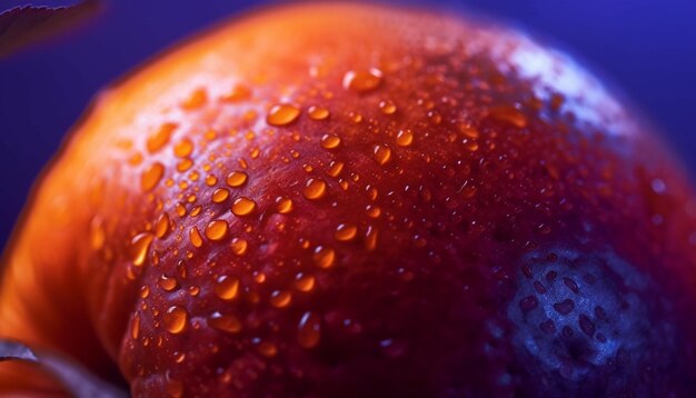 Fresh lemon slice with dew drops on top generated by AI